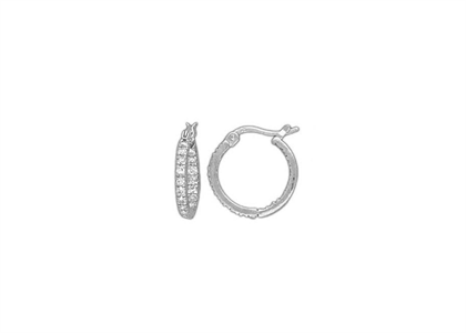 White Gold Plated | CZ Studded Hoop Earrings